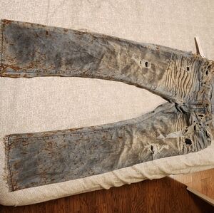 Rare Mens Robin's Jeans Highly Distressed with Rhinestones 34x32
